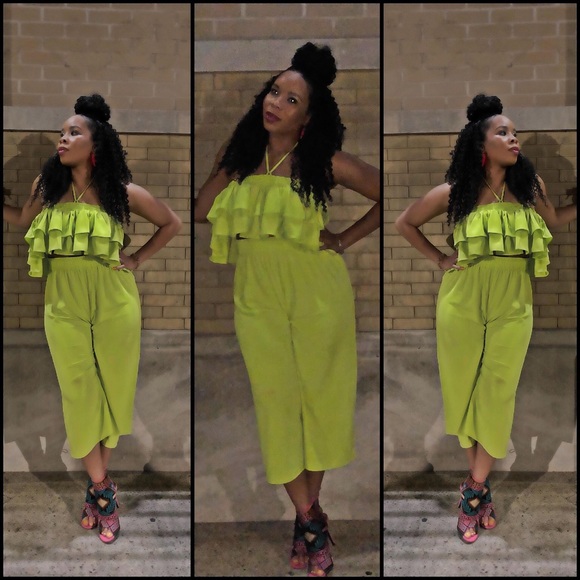 green bandeau jumpsuit